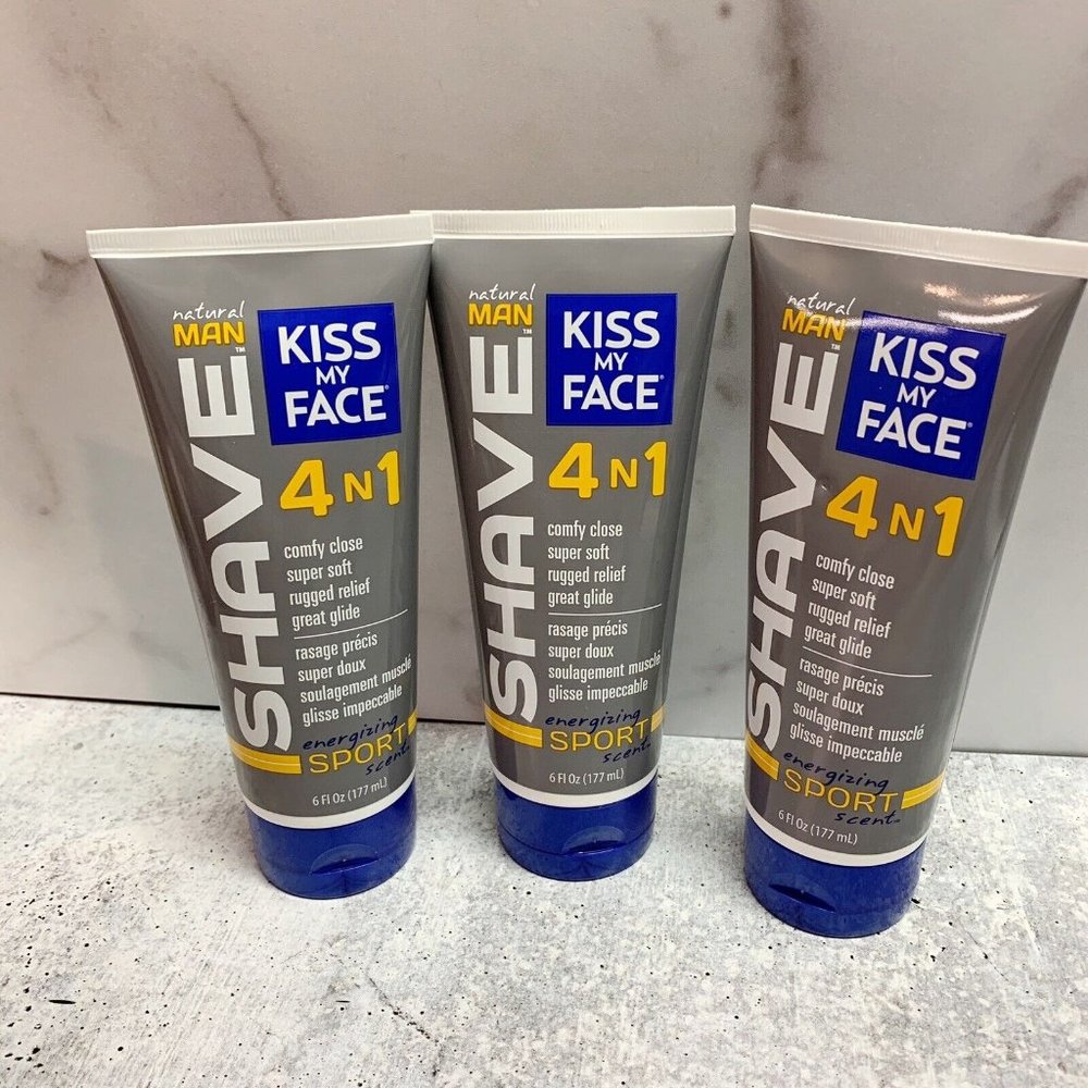 Kiss My Face Shave 4N1 Energizing Sport Scent 6 oz Lot of 3 DISCONTINUED